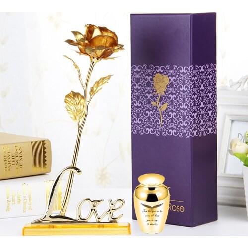 Cremation Urn Rose Flower Love Shape Stainless Steel Souvenir Cremation Urn-God Has You In His Arm I Have You In My Heart