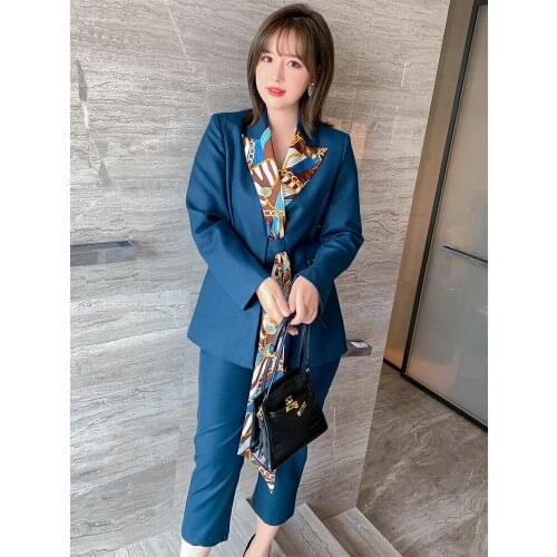 Printed flower adornment collar lantern sleeve shirt + skirt suits ladies' spring 2021 new High Quality