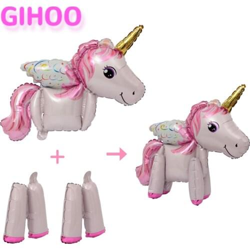 1PC New 3D Cute Rainbow Unicorn Foil Balloons 6 Styles Birthday Party Decorations Wedding Childrens Day Baby Shower Decoration