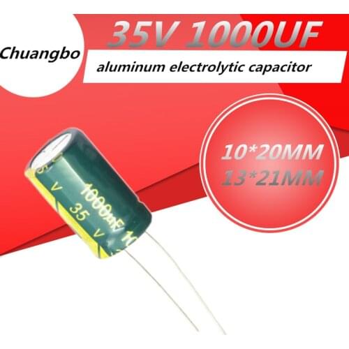 10pcs-20pcs 35V 1000UF 10*20 13*21 Higt quality low ESR/impedance high frequency aluminum electrolytic capacitor 35V 1000UF