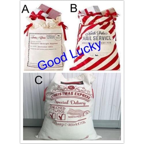100pcs/lot free shipping mixed santa sack christmas canvas bag canvas santa sack drawstring gift bag