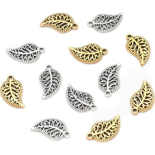 30pcs/lots Charms Small Retro Hollow Leaf 19*11mm Antique Silver Color Pendants Making DIY Handmade Jewelry