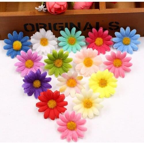 50pcs 4cm Simulated Sunflower Flower Sunflower Head High Quality Silk Little Daisy False Flower for dressing DIY accessories