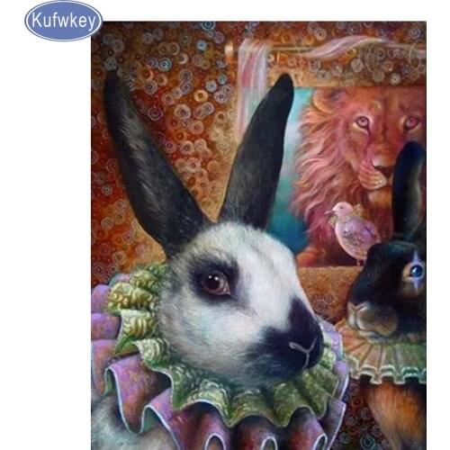 5d Diy Diamond Painting Cross Stitch rabbit lion sale Diamond Embroidery Full Square Diamond Mosaic Picture of Rhinestone Decor