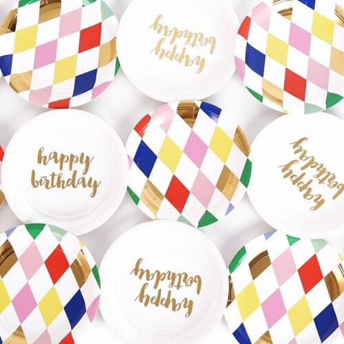 8pcs Foil Gold Dot Letter Pattern Disposable Tableware Paper Plate Party Supplies Baby Shower Birthday Party Decoration