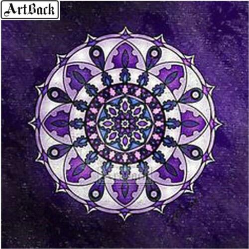 8 styles 5d diamond painting islam pattern purple mandala full square 3d diamond embroidered wall sticker ramadan gift