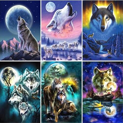 Wolf DIY 5D Diamond Painting Full Square Drill Resin Animal Diamond Embroidery Cross Stitch Mosaic Kits Home Decor Wall Art
