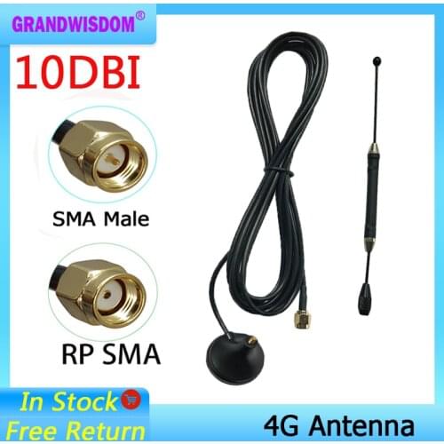3G 4G LTE Antenna 10dbi SMA Male Aerial 698-960/1700-2700Mhz magnetic base 3M Sucker Antena wireless modem router repeater