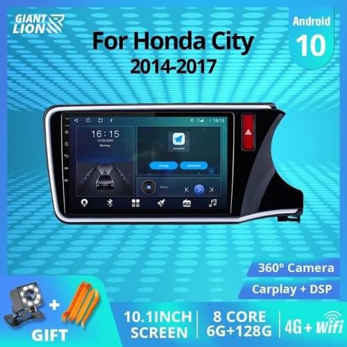 2DIN Android10 Car Radio For Honda City Grace RHD 2014-2017 GPS Navigation Auto Radio IPS Screen Car Video Bluetooth Player IGO