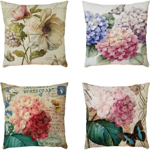 New Velvet Cushion Cover Pillowcase Rose Flower Mediterranean Pillow Case Decor Sofa Throw Pillows Room Decoration 45 X 45cm