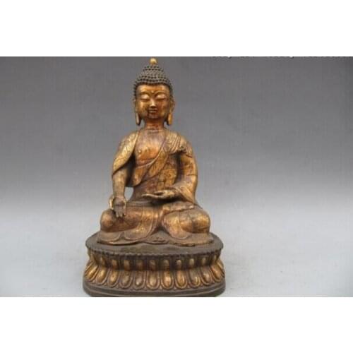 Fast shipping USPS to USA S0835 Tibet Fane classical Old Bronze Sakyamuni Tathagata Buddha Statue