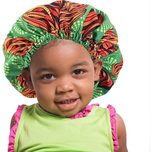 Kids African pattern print fabric Ankara bonnets women Extra large Satin Lined Bonnets Night Sleep Hat Ladies Turban Chemo Cap