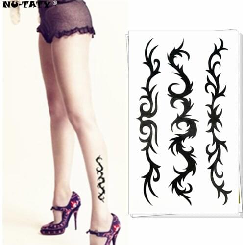Nu-TATY Sexy Black Lace Temporary Tattoo Body Art Arm Flash Tattoo Stickers 17*10cm Waterproof Fake Henna Painless Tatto Sticker