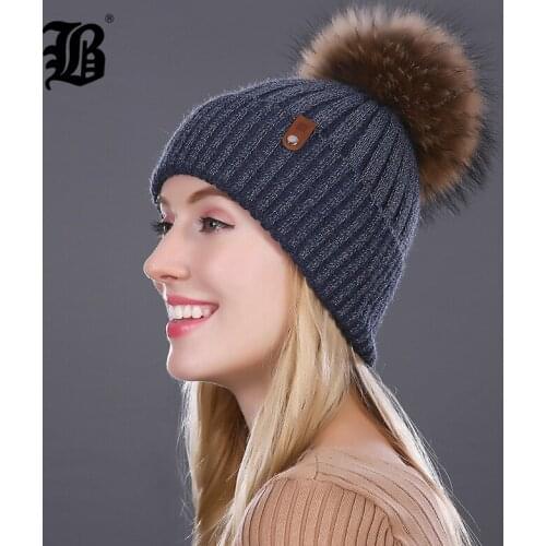 FLB Women's Hats With Pompoms