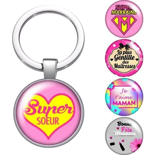 Exquisite Je Suis Une Maitresse Qui Dechiiire glass cabochon keychain Bag Car key chain Ring Holder Charms for Men Women Gifts
