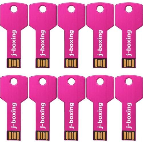 J-boxing 10PCS USB Flash Memory Sticks Key Shape Pendrives 1G 2G 4G USB Stick Thumb Pen Drive for PC Tablet Mac 8G 16G 32G Pink