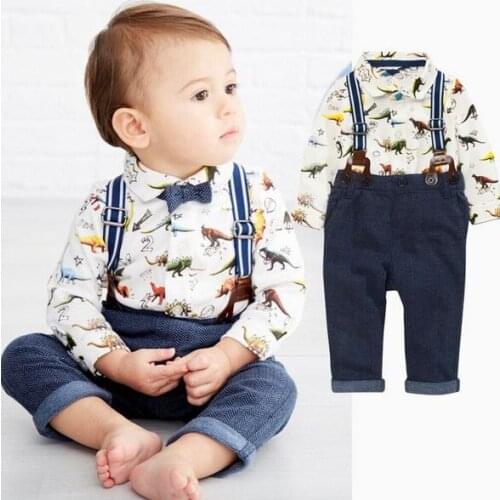 Fashion Baby Boy Clothes Set Gentleman Suit Long Sleeve Baby Rompers Pants For Boys 2pcs Infant Boy Clothing Sets Newborn Ourfit