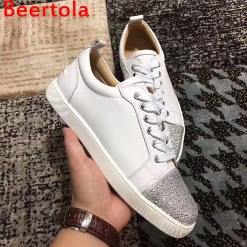 Brand Beertola Mens Sneakers Round Toe Crystal Lace Up Men Casual Flats Shoes Leisure Style Chaussures Male Shoe Big Size