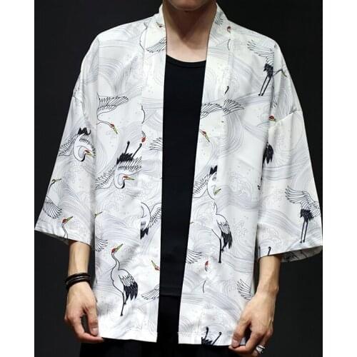 Summer Cardigan Plus Size Men Streetwear Kimono Jacket 2021 Mens Casual Print Colorful Japanese Kimono Coat Male Loose