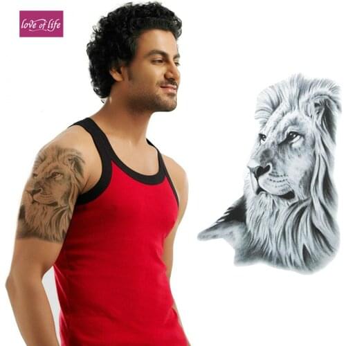 LION TEMPORARY TATTOO BODY ART MENS, WOMENS, KIDS, STICK ON TATTOO, WATERPROOF