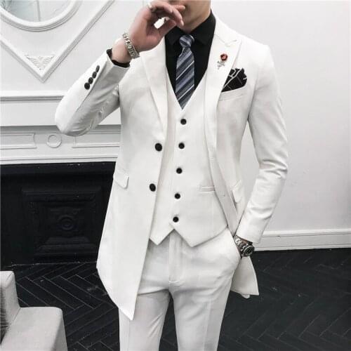 Gentleman suit Mens high quality new 2021 business long wedding suit tuxedo slim prom Blazer suit Jacket Vest Pants luxury male