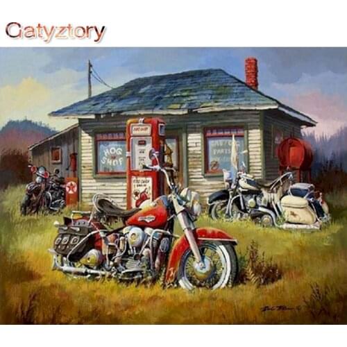 GATYZTORY DIY Painting by numbers For Adults motorcycle paint by numbers for children photo frames for picture acrylic paint 40x