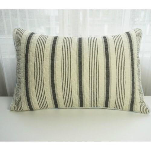 DUNXDECO Cushion Cover Pillow Case 50x70CM Rustic Grey Stripe Quilted Coussin Bedding Room Decoration Textile