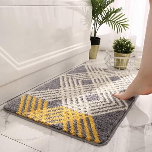 Bathroom Non Slip Mat Geometric Stripe Entrance Foot Mat Super Soft Absorbent Bathroom Rug Microfiber Bathroom Carpet Non Slip