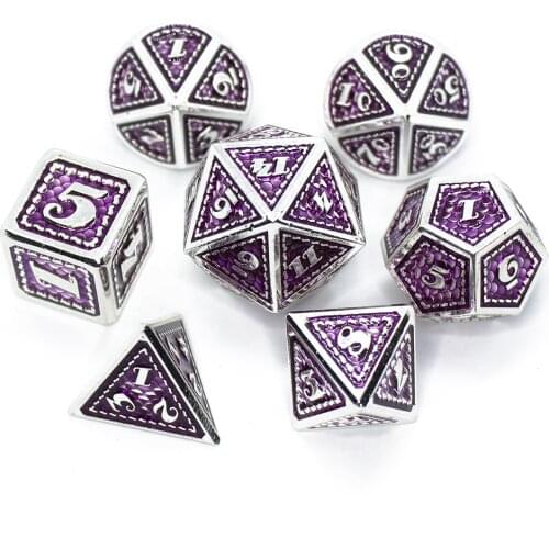2020 New DnD Metal Dice RPG MTG Dice Include Dice Pouch A Variety of Colors D4 D6 D8 D10 D12 D20 Dragon scale style metal dice