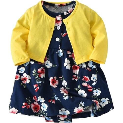 2018 New Arrival Baby Girls 2-Piece Dress & Romper Set,Baby Clothes Set, floral pattern 6-24 month Free shipping