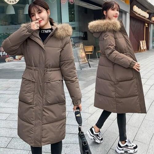 Parka Coat Women 2021 Winter Jacket Thicken Warm Slim Parker Overcoat Lady Hooded Cotton Padded Jacket Female Casual Outwea