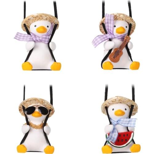 Cute Little Duck Car Pendant Decoration Little Duck Swing Auto Rearview Mirror Pendant For Car Goods Interior Accessories