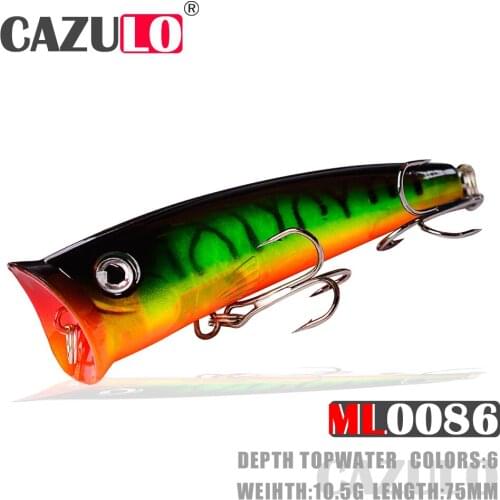 Popper Fishing Accessories Lures Isca Artificial Weights 10.5g 75mm Floating Baits Topwater Wobblers Pesca For Pike Fish Leurre