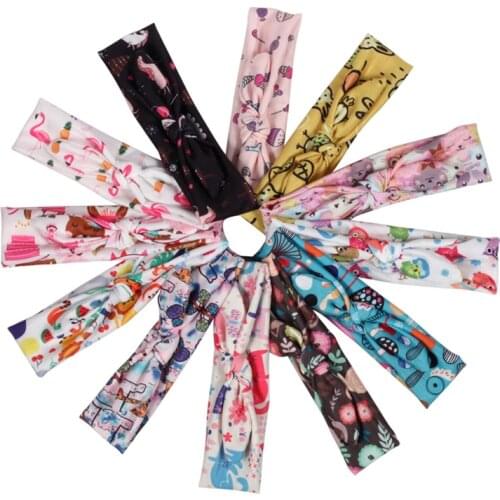 Cute Printing Bandana Hair Bands For Girls Women Headband Cross Knot Turban Hairband Elastic Knot Headwear New Hair Accessories