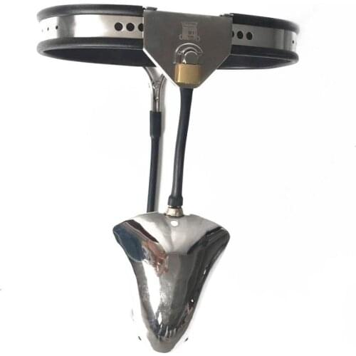 SM Stainless Steel Chastity Belt Male Penis Cages Slave Restraint Female Pussy Shape Transsexuals Cosplay Sex Toys For Man Gay