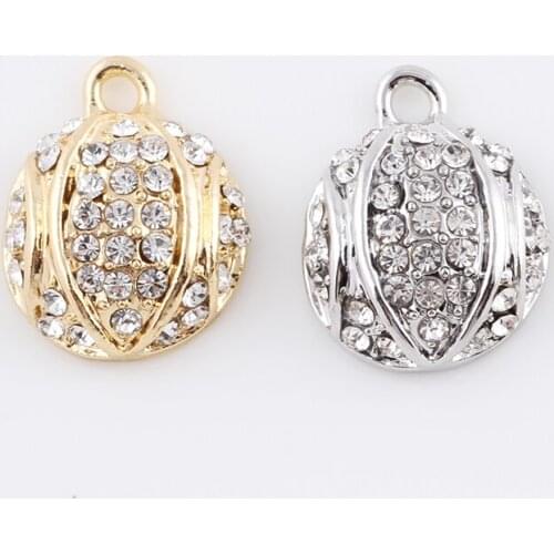 17*21mm Charms Pendant Silver Gold Rhinestone Crystal Charms Pendant For Bracelet Necklace Jewelry Making