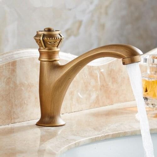 Basin Faucet Single Handle Antique Bronze Brass Faucet Single Cold Sink Faucet Mixer Tap Bathroom Faucet Lavatory Mixer