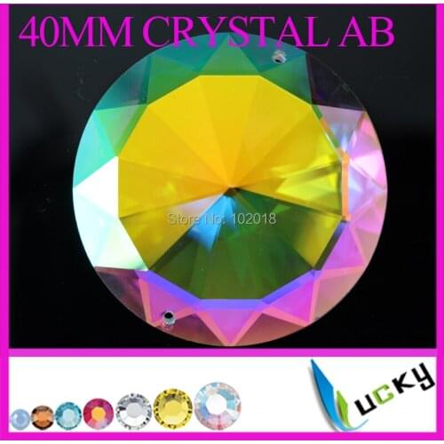 10pcs 40MM Crystal AB Large Round sew on strass Imitations to Swarov Best quality flat back rhinestones Freeshipping