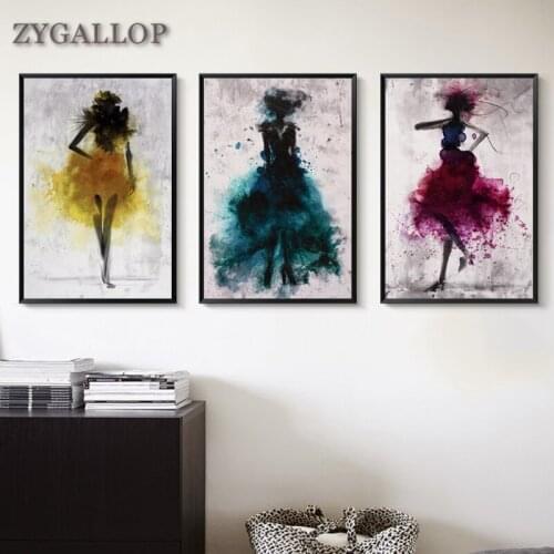 Dancing Skirt Girl Watercolor Canvas Painting Nordic Posters and Prints Abstract Art Picture Decoration Modern Home Decor Mural