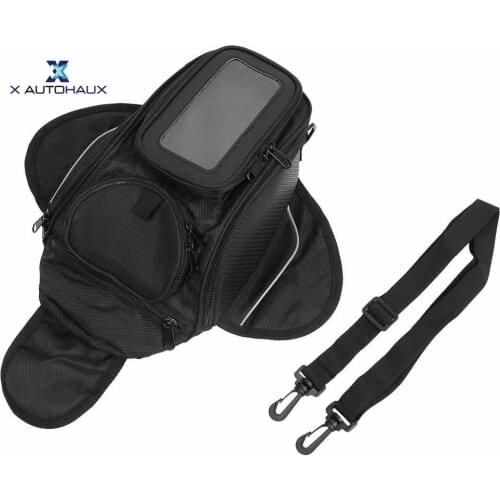 X AUTOHAUX Universal Black Motorcycle Tank Bag Oxford Waterproof Magnetic Gas Oil Fuel Saddlebag with Window