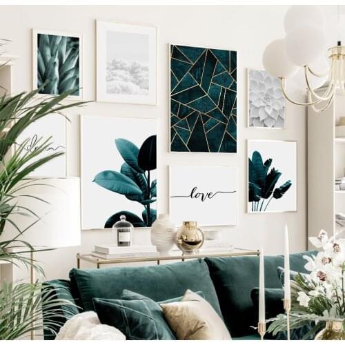 Green Fresh Banana Leaf Cloud Succulent Wall Art Canvas Painting Nordic Posters And Prints Wall Pictures For Living Room Decor