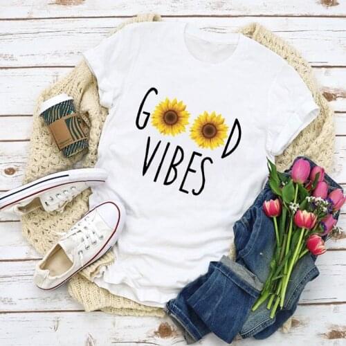 Womens T-shirt Womens Top Harajuku Graphic T-shirt Dandelion Print Short Sleeve Summer Casual T-shirt