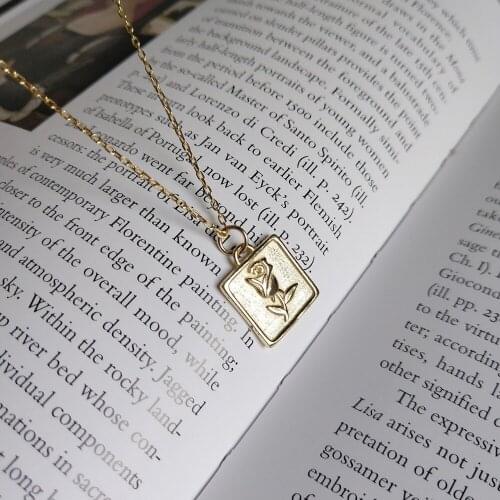 925 sterling silver necklace women Geometric square rose gold color constellation necklace for women Baroque charm jewelry