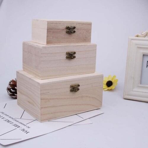 1pc Plain Wood Jewelry Box Organizer Desktop Natural Wood Clamshell Storage Case Home Decoration Handcrafted Wooden Gift Boxes