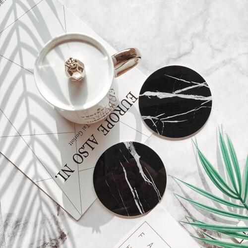 1PC Chic Silicon Emulation Marble Coffee Coaster Cup Mats Pads Black White Flamingo Waterproof Desktop Non-slip Pad Table Decor