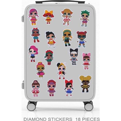 18 pieces of 5D DIY childrens Cartoon princess diamond painting stickers novice diamond embroidery kit rhinestone art