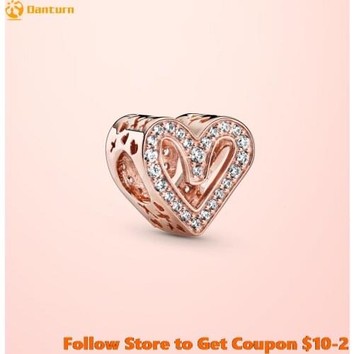 2020 Valentines Day 100% S925 Silver Beads Sparkling Freehand Heart Charm fit Original Pandora Bracelets DIY Jewelry for Women
