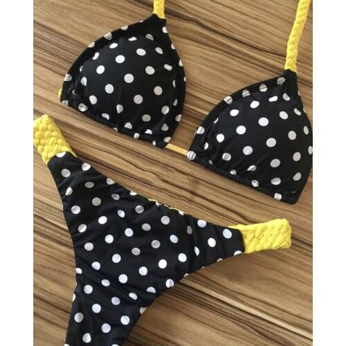 2020 Sexy Polka Dot Print Bikini Swimwear Women Swimsuit Bandeau Push Up Bikini Set Brazilian Bathing Suits Beach Wear Swimming
