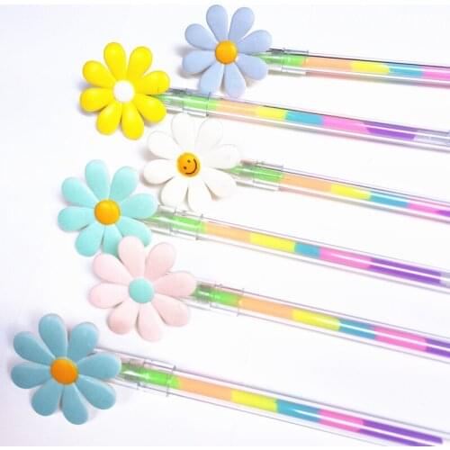 36PCS Rainbow Pen Cartoon Sunflower Creative 6 Color Symphony Highlighter Hand Account Gel Pens Stationery