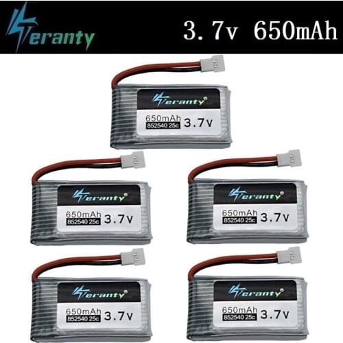650mah 3.7v Lipo Battery For X5 X5C X5SC X5SW X6SW H9D H5C M68 FY550 HJ818 HJ819 L15FW 852540 Rc Quadcopter Spare Parts 5Pcs/set
